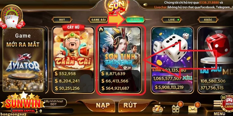 Tìm tựa game trong mục slots